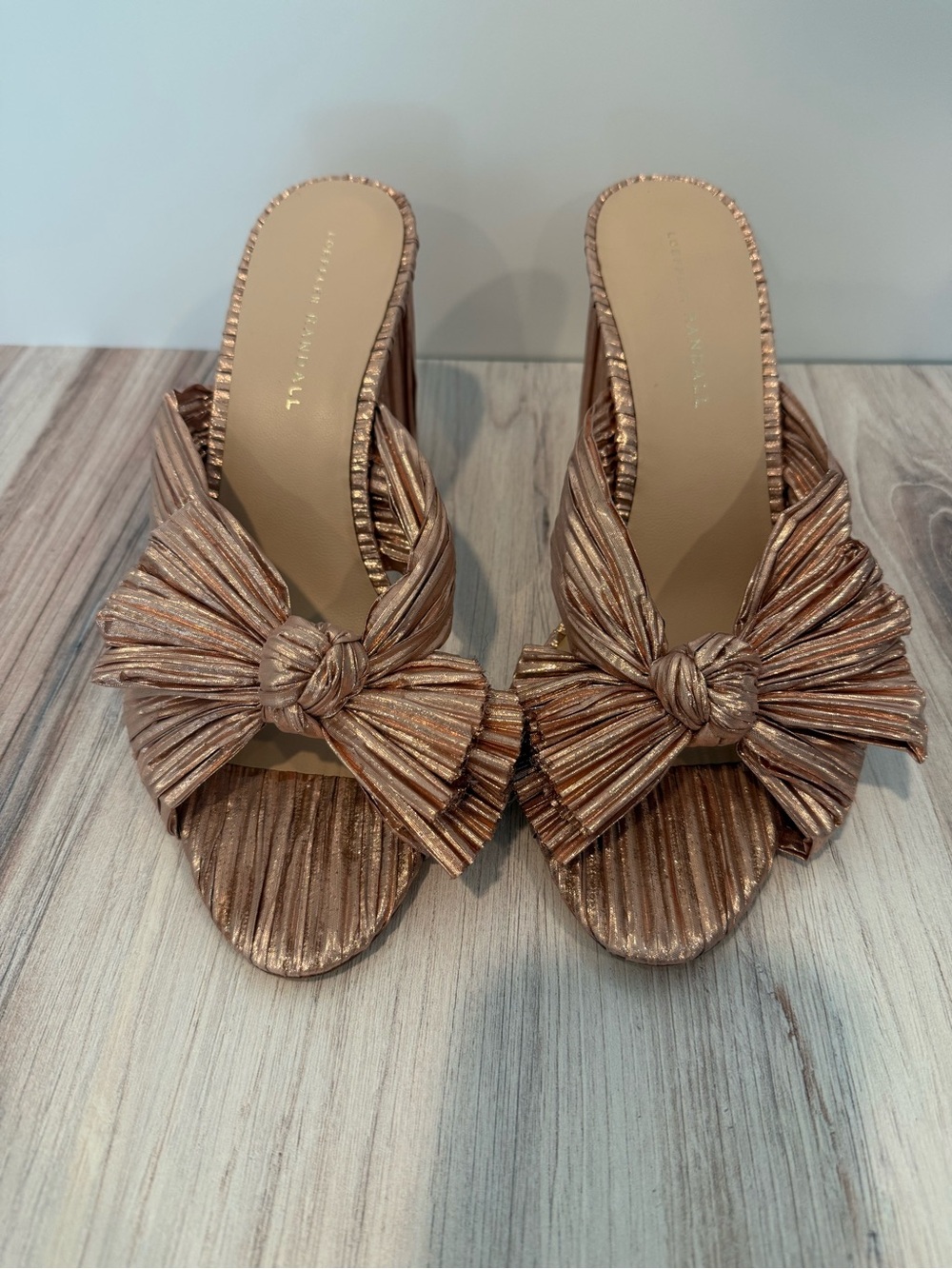 Loeffler Randall Metallic Rose-Knot Mules
